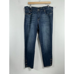 Womans Excellent Condition 1822 Denim Blue Jeans 16 Button Accent 0086/W-2